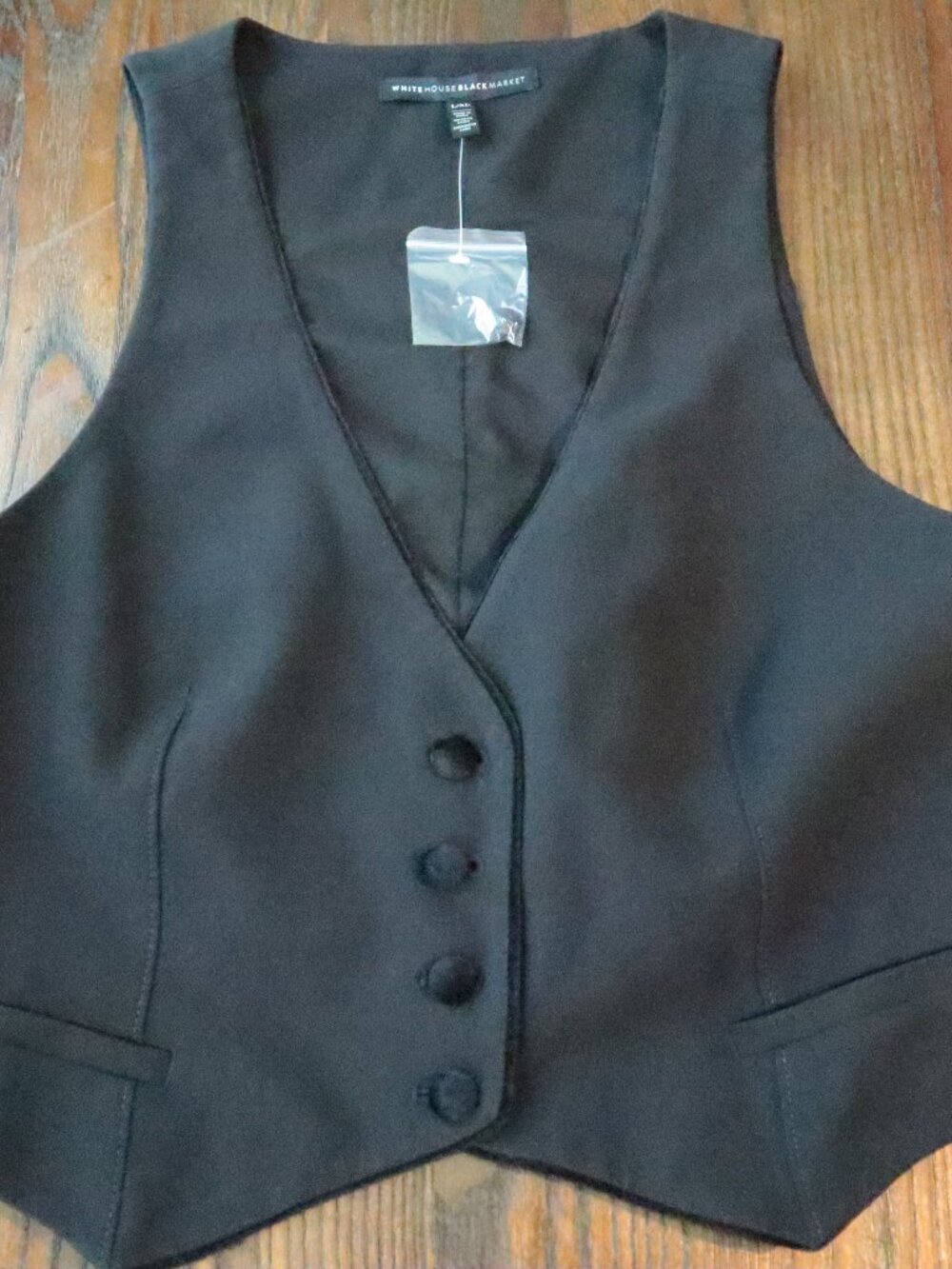White House Black Market Vest with Velvet Front Trim and Buttons